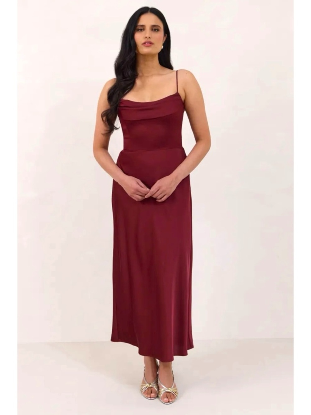 NWT Park & Fifth Rosedale Satin Midi Dress in Merlot
